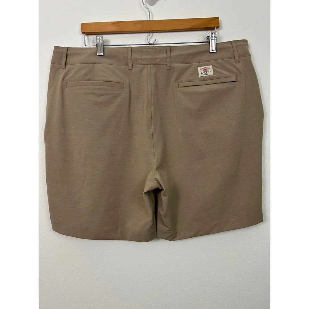 Faherty All Day Shorts Mens 38 Khaki Tan Drawstring Stretch‎